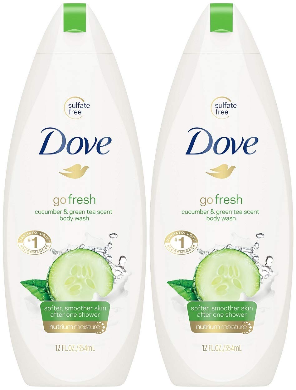 Dove Body Wash 12 Ounce Go Fresh Cucumber & Green Tea (354ml) (2 Pack)